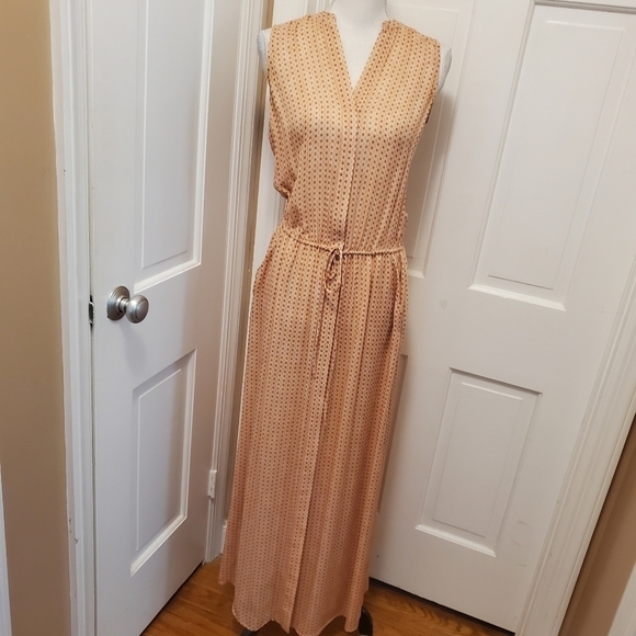 VINCE Coral Mix Printed Georgette Maxi Dress Size XS, Silk, Button/Tie Front - Picture 2 of 12